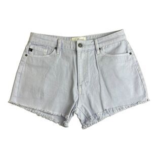 KanCan Womens Lavender Purple High Rise Fring Hem‎ 3" Inseam Denim Shorts Large